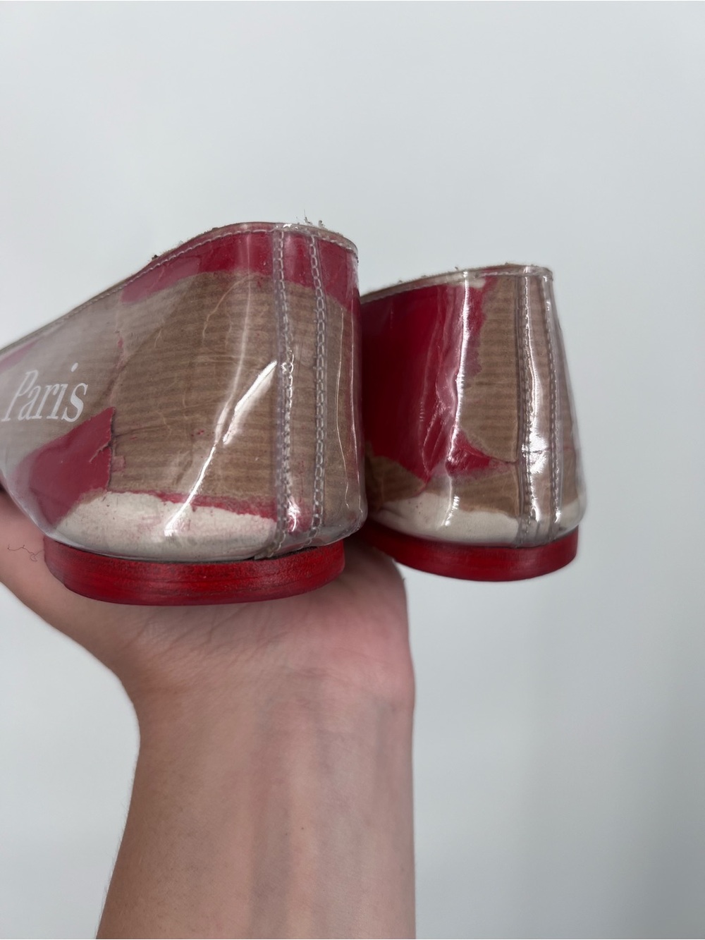 Christian Louboutin Loubi Kraft PVC Ballalla Point Toe Flats 40 - Picture 7 of 12